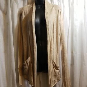 Unique Billabong Beige Open Front Kerchief Cardigan